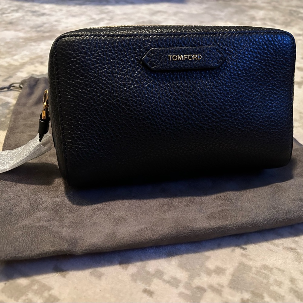Tom Ford Black Textured Leather Pouch